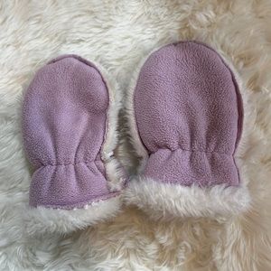 Toddler Girls Lavender Fleece Sherpa-Lined Mittens